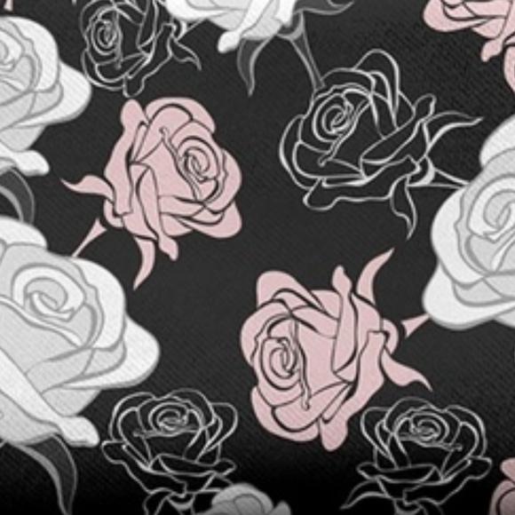 Black Pink White Rose Cosmetic Bag - Picture 2 of 4